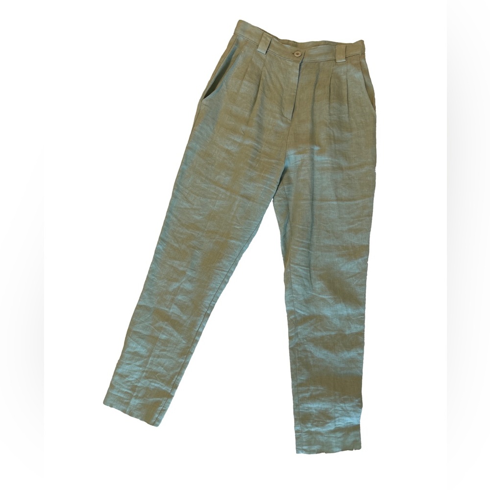 Sage green high waisted linen pants